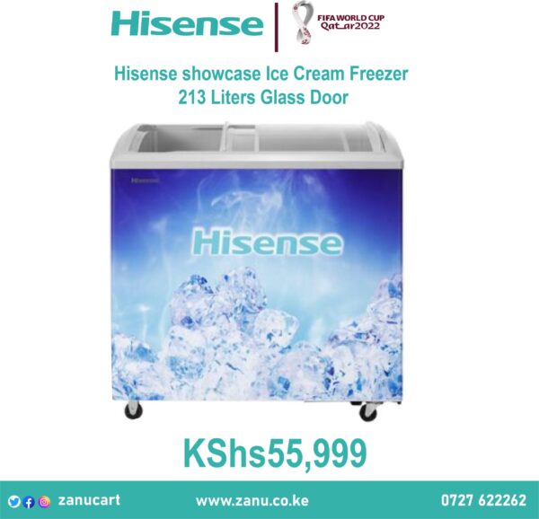 Hisense showcase Ice Cream Freezer 213 Liters Glass Door