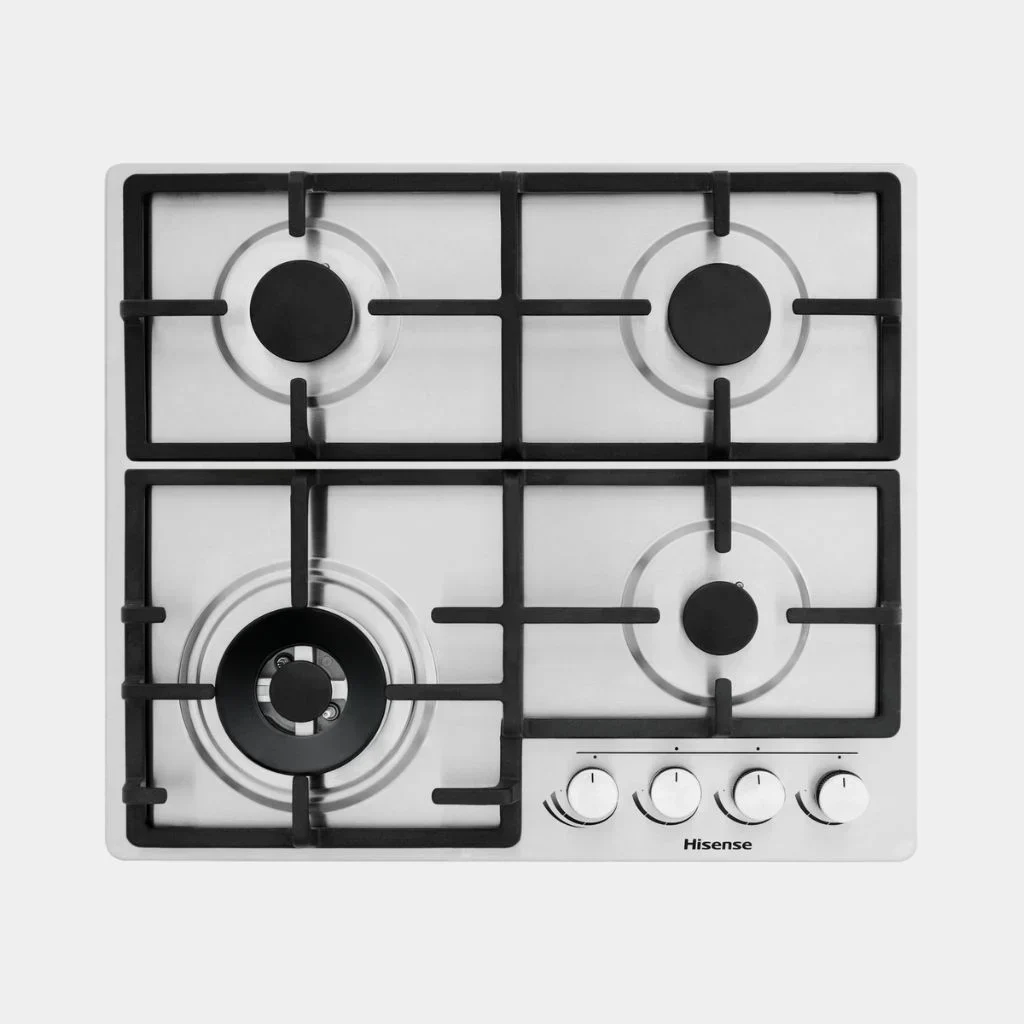 hisense_cooker_hob_4_burners_60_cm_gas_silver.webp Hisense Built in Hob 4 Gas Burner 60 cm - Image 1
