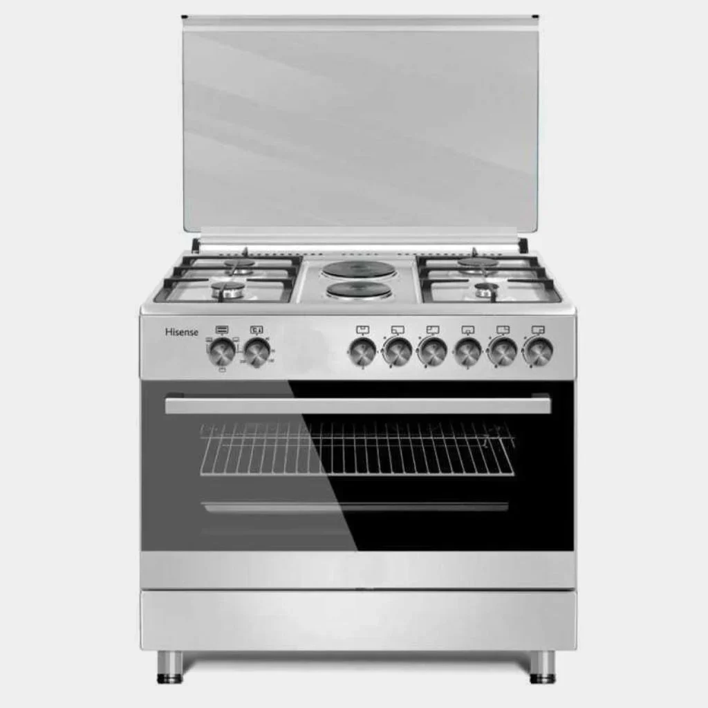 hisense_free_standing_cooker-90_cm_4_gas__2_electric_burners.webp Hisense Free Standing Cooker 90 cm 4 Gas + 2 Electric Burners HF942GEES - Image 1