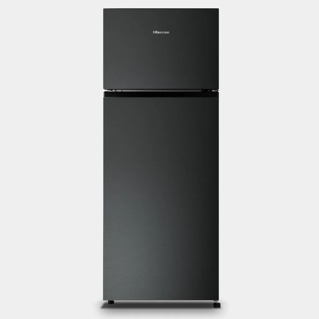 hisense_refrigerator_double_door_205l_black.webp Hisense Fridge 205 Liters Black Top Mount Refrigerator - Image 1