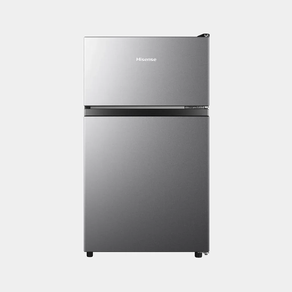 hisense_refrigerator_double_door_91l_silver.webp Hisense Fridge 91 L Double Door Refrigerator REF091DR - Image 1
