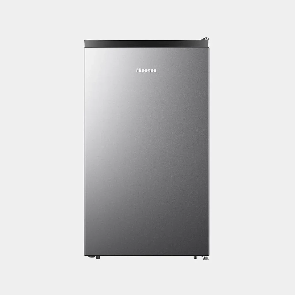 hisense_refrigerator_single_door_94l_front_view_silver.webp Hisense Fridge 94 liters Single Door Refrigerator REF094DR - Image 1