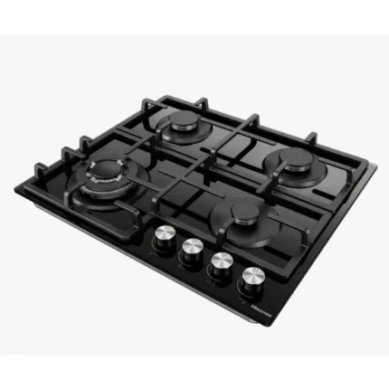 Hisense HHU60GAGB Built In Hob 4 Gas, 60CM - Black Glass